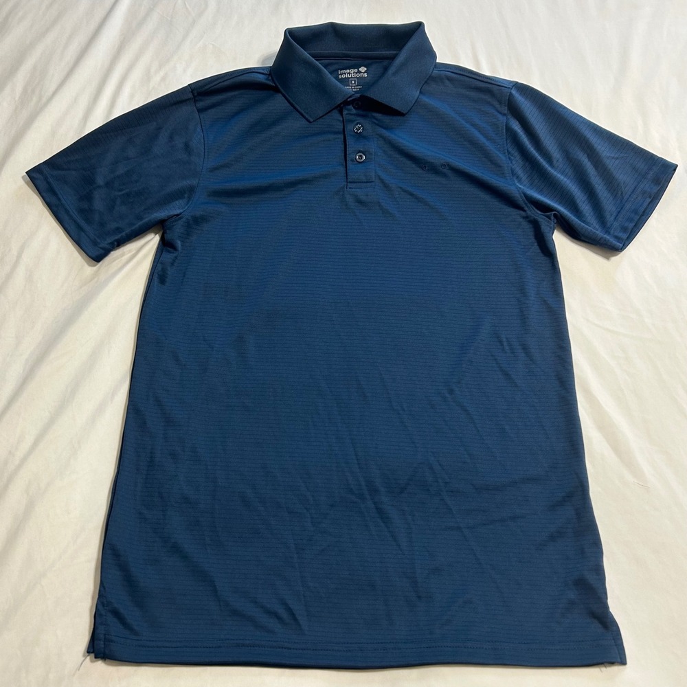 Image Solutions Mens Navy Blue Micro Stripe Short Sleeve Performance Polo S
